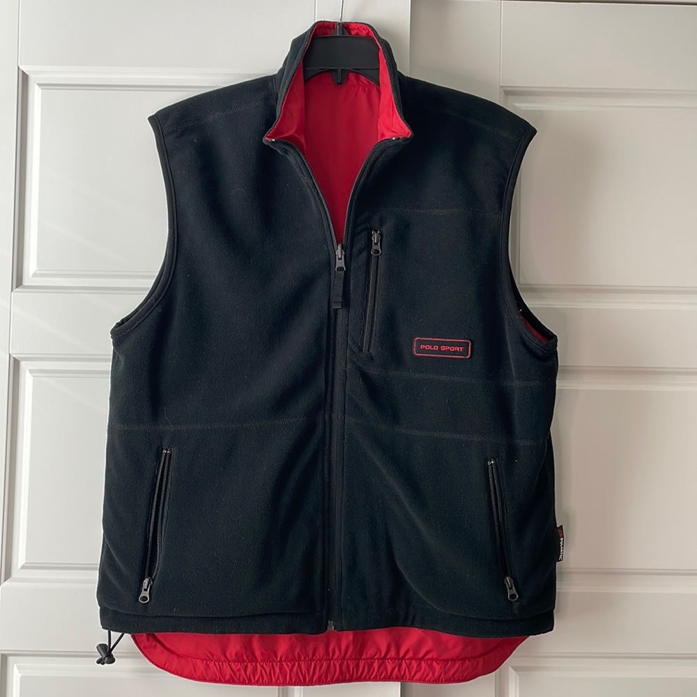 Reversible polo sport polartec black and red vest